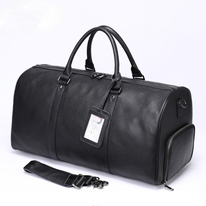 Geanta voiaj, fitness, BUSY LDY&amp;GTM&reg; Nomad, piele naturala, compartiment incaltaminte, unisex, capacitate mare, neagra