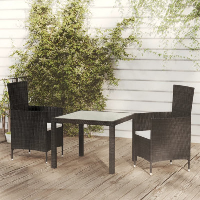 vidaXL Set mobilier de exterior cu perne, 3 piese, negru, poliratan foto