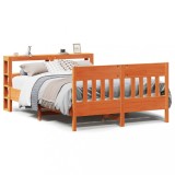 VidaXL Cadru pat fără saltea, maro ceruit, 135x190 cm, lemn masiv pin