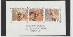 Germania 1978-Laureati ai Premiului Nobel pentru literatura MNH,Mi.Bl.16 foto