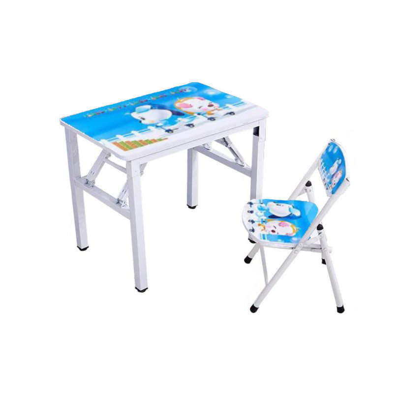 Masa si scaun pliabile pentru copii, model interactiv, albastru cu ursuleti  | arhiva Okazii.ro