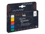 Marker pentru textile Opak, varf mediu 5 bucati set, Kreul