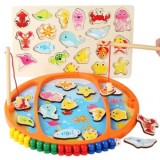 Cumpara ieftin Joc educativ 3 in 1 de pescuit magnetic, Wooden Toys