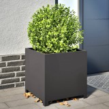 Jardiniera Gradina vidaXL, 50x50x50 cm, Otel Negru, Ghiveci Exterior Robust, Decor Terasa/Balcon