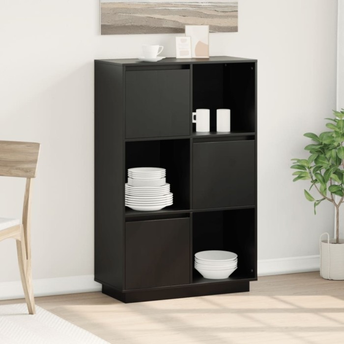 vidaXL Dulap &icirc;nalt, negru, 74x35x117 cm, lemn masiv de pin