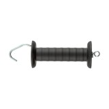 Maner poarta AKO negru pentru gard electric, cu carlig si arc, compatibil fir/banda