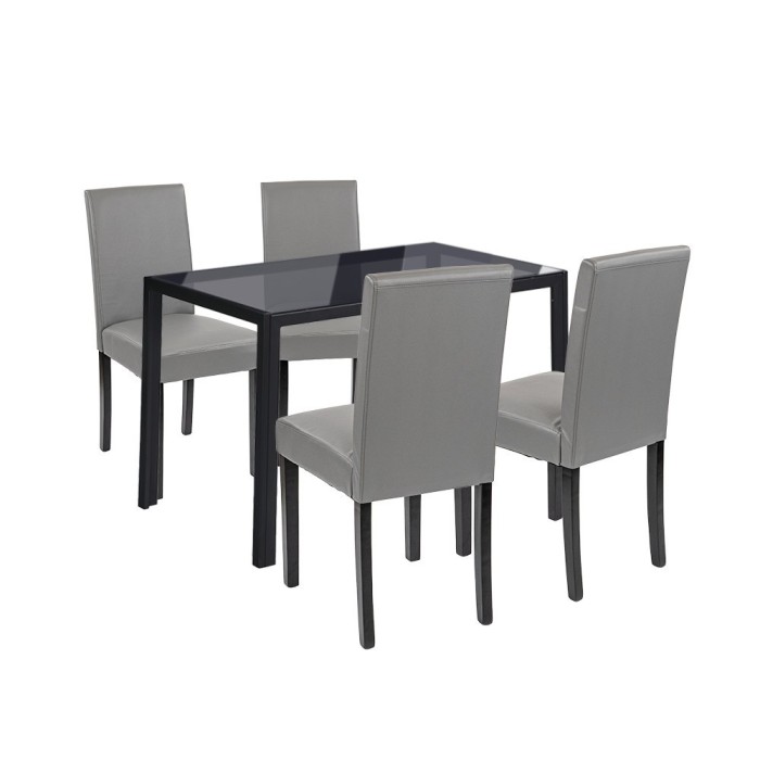 Set de masă Karen 4+1 negru-gri
