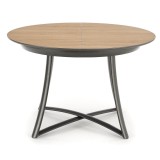 Masa extensibila living HM Moretti, blat MDF laminat, cadru metalic, 118-148x118x76 cm, 6 persoane, stejar- antracit negru