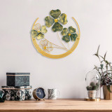 Decoratiune de perete, Shihezi, Metal, Dimensiune: 50 x 50 x 5 cm, Verde / Aur, Tanelorn