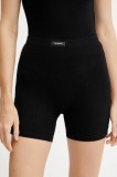 La Mania pantaloni scurți femei, culoarea negru, uni, high waist, AGAIN