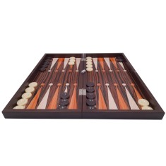 Joc table si dame DEPOX&reg;, Backgammon Expert, lemn lucios, inchidere magnetica, 48 cm, maro
