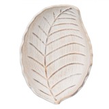 Platou Decorativ Lemn, Model Frunză, Culoare Bej, Dimensiuni 18x13x3.5cm, Oem