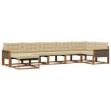 vidaXL Set de canapele de exterior cu pernă 7 pcs Natural și Bej 3381565