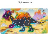 Puzzle dinozaur Spinosaurus 3D incastru din lemn cu litere, 40x22 cm