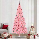 vidaXL Brad de Crăciun cu 300 LED cu suport Roz 240 cm PVC 3396455