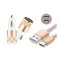 Duo 2.1A/1A Adaptor Auto + cablu USB tip C USB-C-Culoare Aur
