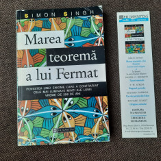 MAREA TEOREMA A LUI FERMAT - SIMON SINGH PRIMA EDITIE RF10/1