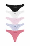 Set 5 perechi de chiloti tanga din bumbac, pentru dama, 28650, Multicolor