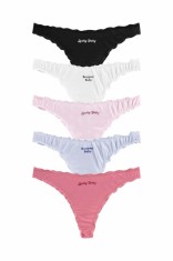 Set 5 perechi de chiloti tanga din bumbac, pentru dama, 28650, Multicolor