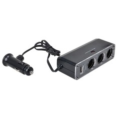 Priza auto multipla Automax cu 3 iesiri 12/24V 5A si 1 pt. USB 5V 500mA, cu cablu de 65cm