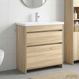 Cumpara ieftin Set de mobilier pentru baie Stejar Sonoma 81 x 40 x 84,5 cm
