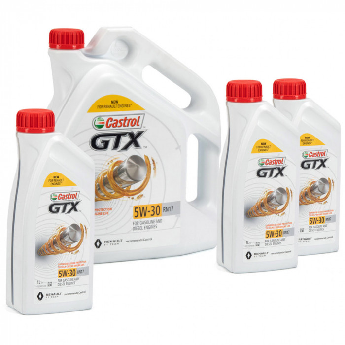 Set Ulei Motor Castrol GTX 5W-30 RN17 ACEA C3 Renault 5L 15CC30 + 3 Buc Ulei Motor Castrol GTX 5W-30 RN17 1L 15CC2F