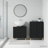 Cumpara ieftin Set de dulapuri pentru baie, 2 piese ARNHEM Negru