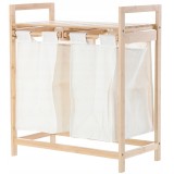 Cos de rufe din bambus si blat din lemn, 2 cosuri din panza, 64x73x33cm, natur Household NewTrend