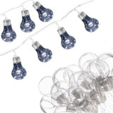 Instalatie decorativa tip bulb de Craciun LED, 30 becuri bulb cu 150 led-uri, lumina alb rece, 6m, Springos