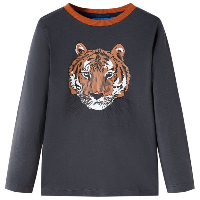 Tricou pentru copii cu m&amp;acirc;neci lungi, antracit, 128 foto