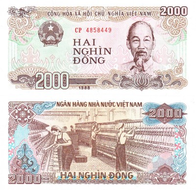 Vietnam 2000 2000 Dong 1988 P-107 UNC foto