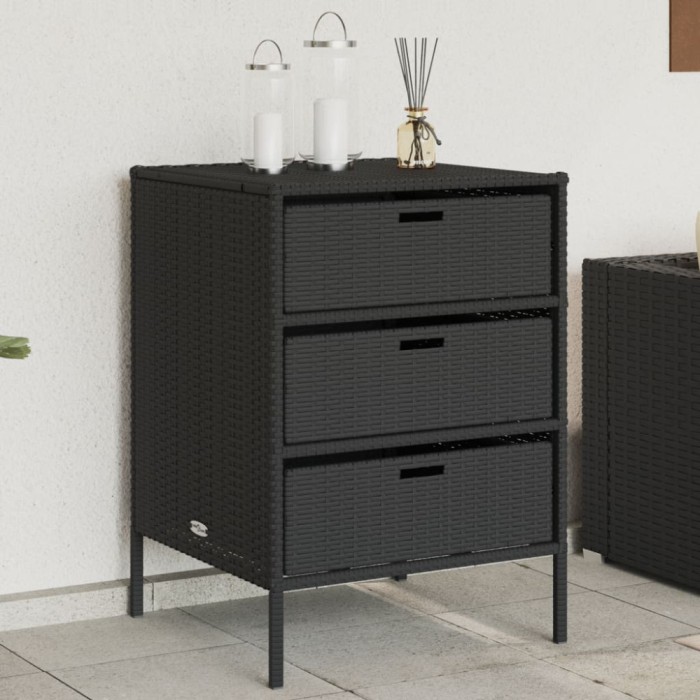 Gossi dulap depozitare de gradina, negru, 55x59x80 cm, poliratan