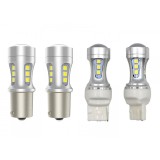 Set 2 x Becuri auto LED, 1156/T20, 18 SMD, 12/24V, IP65, 6500K