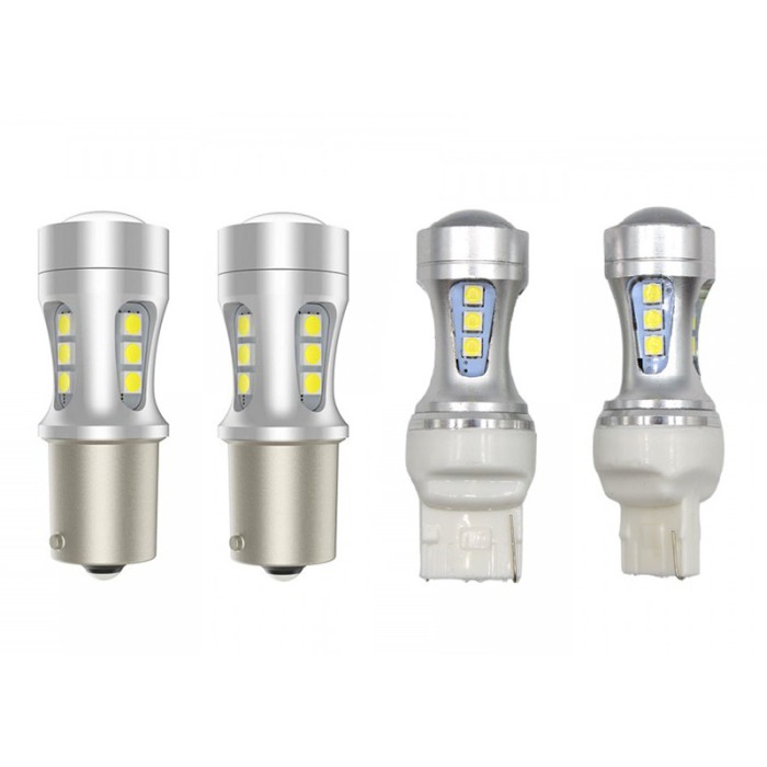 Set 2 x Becuri auto LED, 1156/T20, 18 SMD, 12/24V, IP65, 6500K