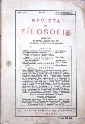 REVISTA DE FILOSOFIE NR.3-4 IULIE-DECEMBRIE 1939, VOL.XXIV-DIRECTOR C. RADULESCU-MOTRU-265645 foto