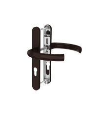 Maner pentru usa PVC, Jowisz, cu sild pentru cilindru, cu arc, material aluminiu, culoare maro RAL 8077, 85 x 32 mm foto