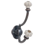 Cumpara ieftin Cuier fier forjat ceramica maro alb 4 cm x 8 cm x 12 cm