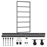 Ușă glisantă cu set feronerie, 90x205 cm, sticlă ESG/aluminiu