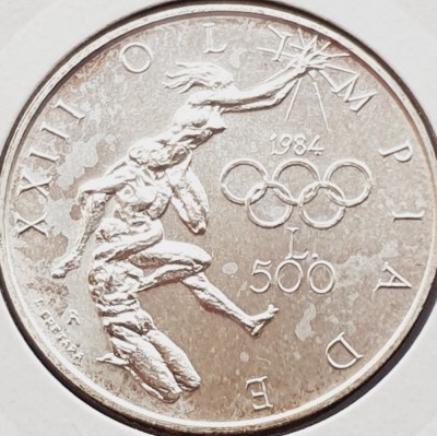 694 San Marino 500 lire 1984 Summer Olympics, Los Angeles km 168 argint foto