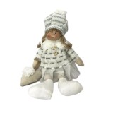 Decoratiune de Craciun, fetita, alb-gri, 22 cm, Strend Pro