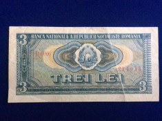 Bancnote Romania - 3 lei 1966 - seria B0006 214033 (starea care se vede) foto