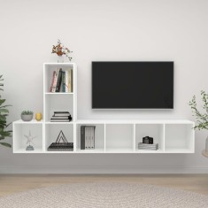 vidaXL Set de dulapuri TV, 3 piese, alb, lemn prelucrat