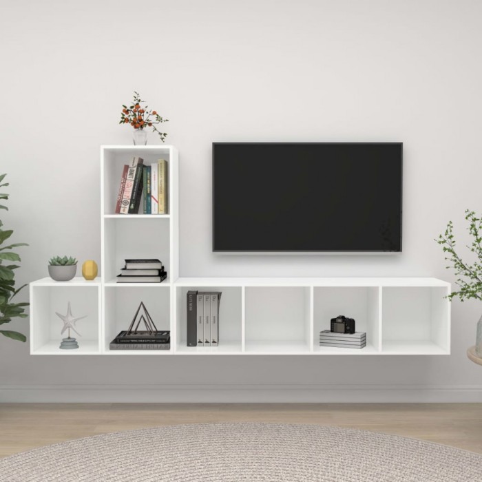 vidaXL Set de dulapuri TV, 3 piese, alb, PAL