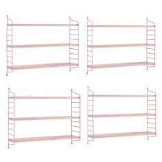 Set 4 buc raft perete Str&auml;ngn&auml;s 50x60x15cm otel roz [en.casa] HausGarden Leisure