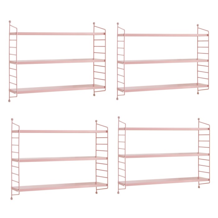 Set 4 buc raft perete Str&auml;ngn&auml;s 50x60x15cm otel roz [en.casa] HausGarden Leisure