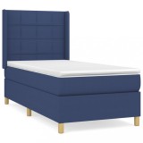 Cumpara ieftin Pat box spring cu saltea, albastru, 80x200 cm, textil