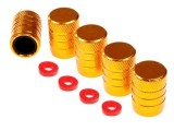 Cumpara ieftin Capace de supapa din aluminiu cu insertie filetata din plastic, set 5 bucati, aurii