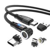 Cablu Date si Incarcare Rapida, PRESTIGE CHARGE&reg;, 6 in 1, USB/USB-C la Type C, Lightning, Micro-USB, Cap Magnetic, Rotire 180-360 grade, Compatibil Su