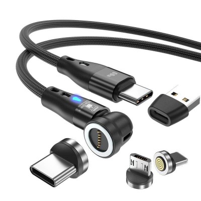 Cablu Date si Incarcare Rapida, PRESTIGE CHARGE&amp;reg;, 6 in 1, USB/USB-C la Type C, Lightning, Micro-USB, Cap Magnetic, Rotire 180-360 grade, Compatibil Su foto