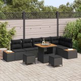 vidaXL Set de canapele pentru grădină 9 pcs Negru poliratan 3362929
